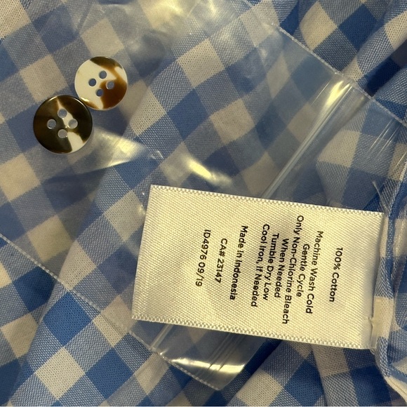 Talbots Blue Gingham Button Down Shirt - Picture 3 of 5